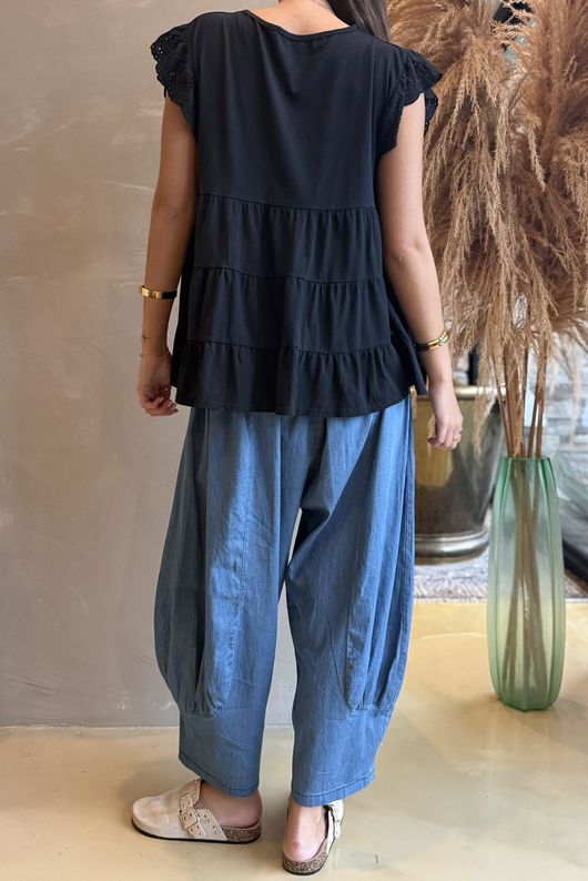 Classic Cotton Smock Tee Black